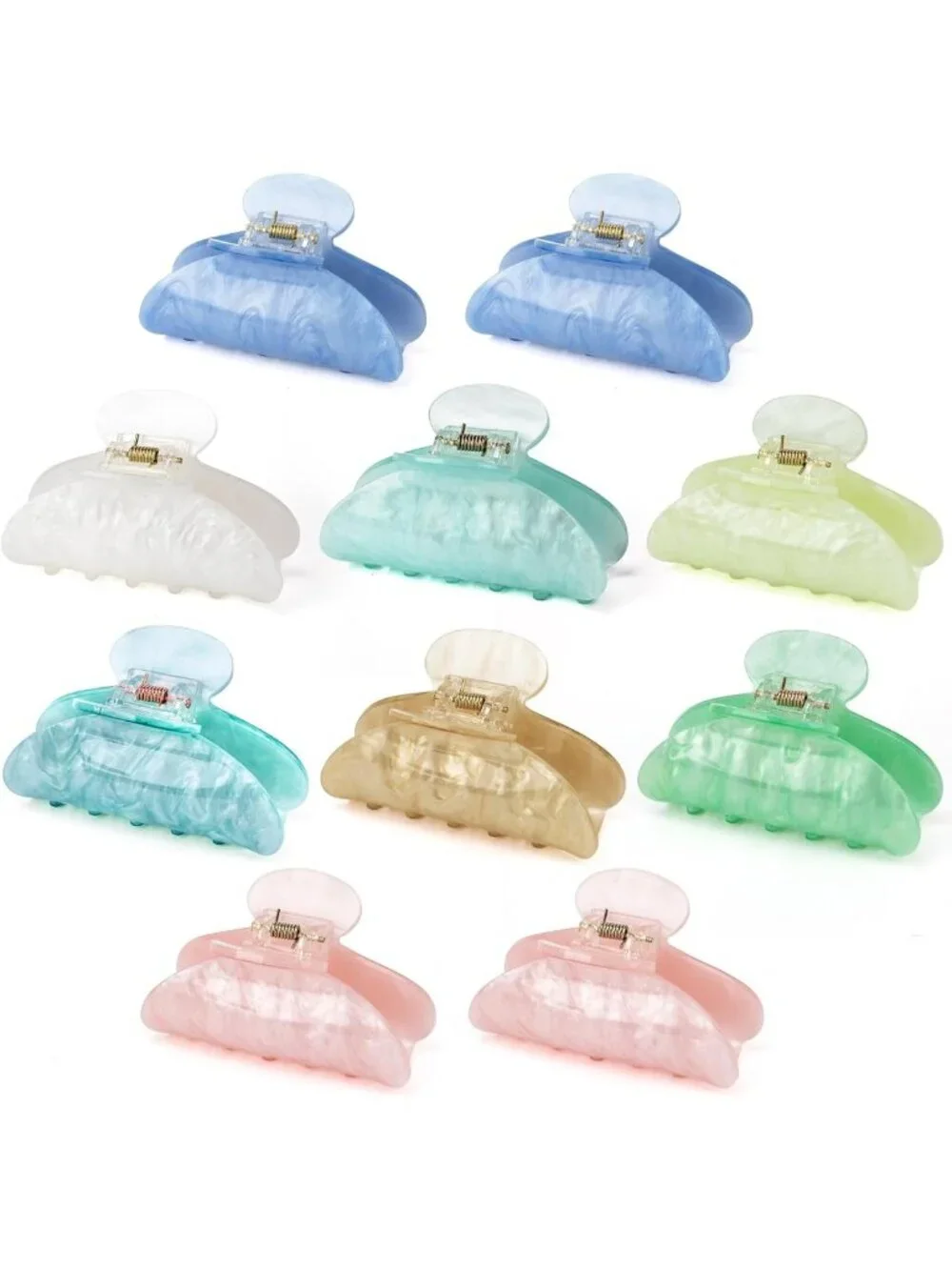 10pcs Colorful Acrylic Hair Claw Clips - Large Cute Fashion Accessories for